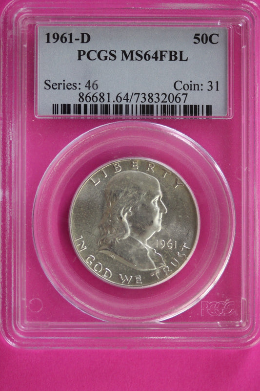 Full Bell Lines 1961 D MS 64 FBL Ben Franklin Half Dollar Silver Coin PCGS 367