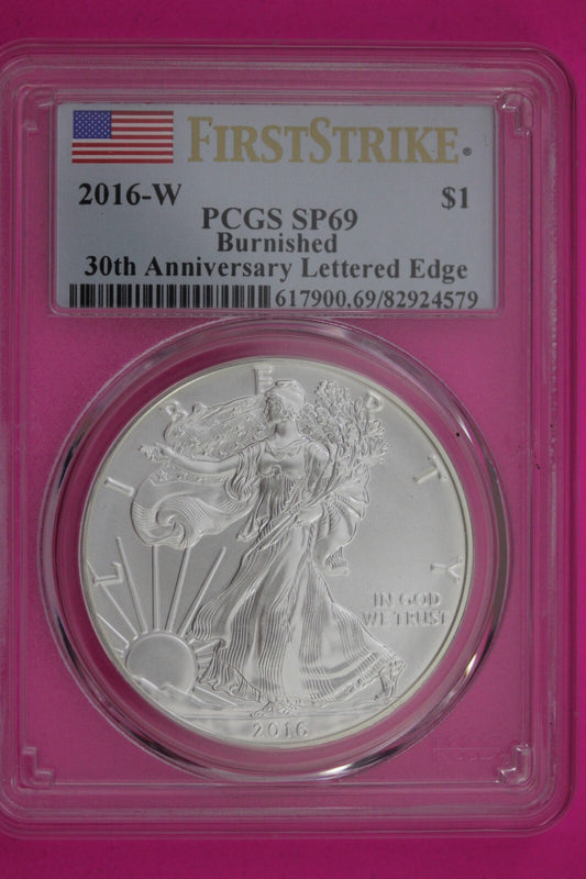 2016 W SP 69 Silver Eagle Coin 1 OZ .999 PCGS Certified Graded Authentic 596