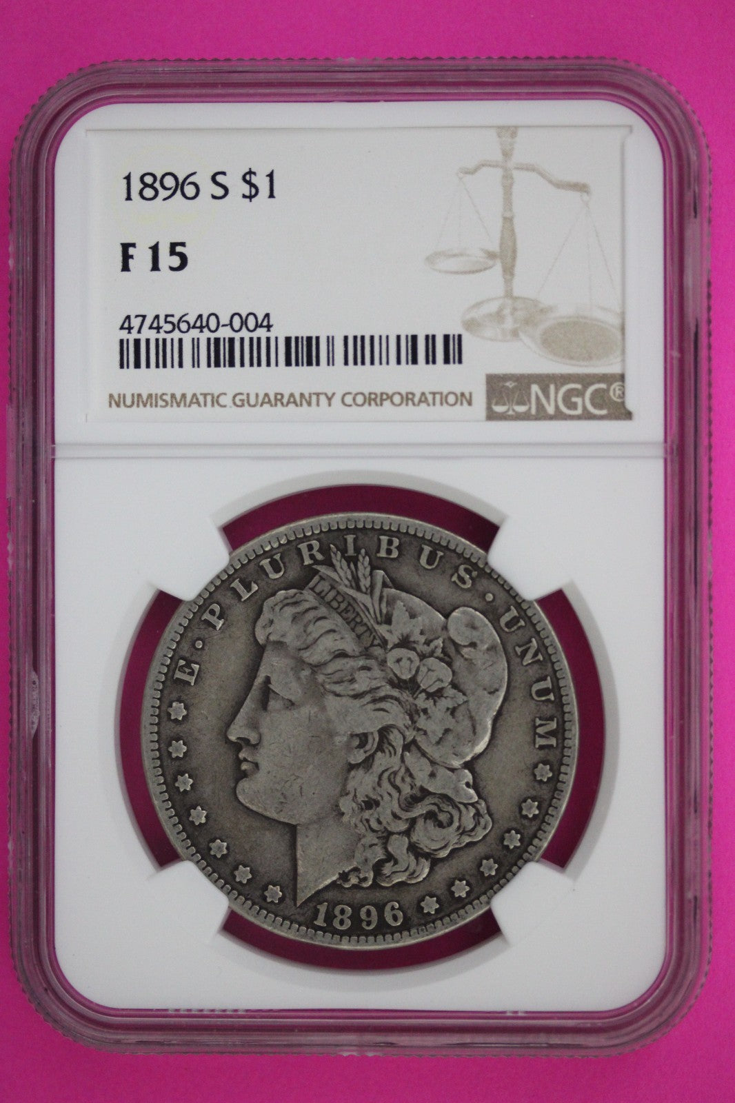 1896 S F 15 Liberty Morgan Silver Dollar NGC Certified Graded Authentic 993