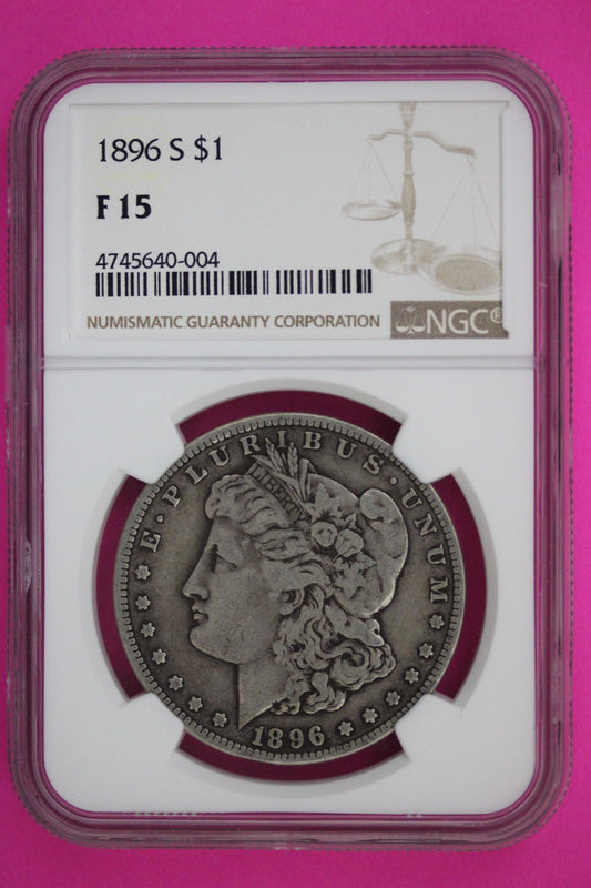 1896 S F 15 Liberty Morgan Silver Dollar NGC Certified Graded Authentic 993