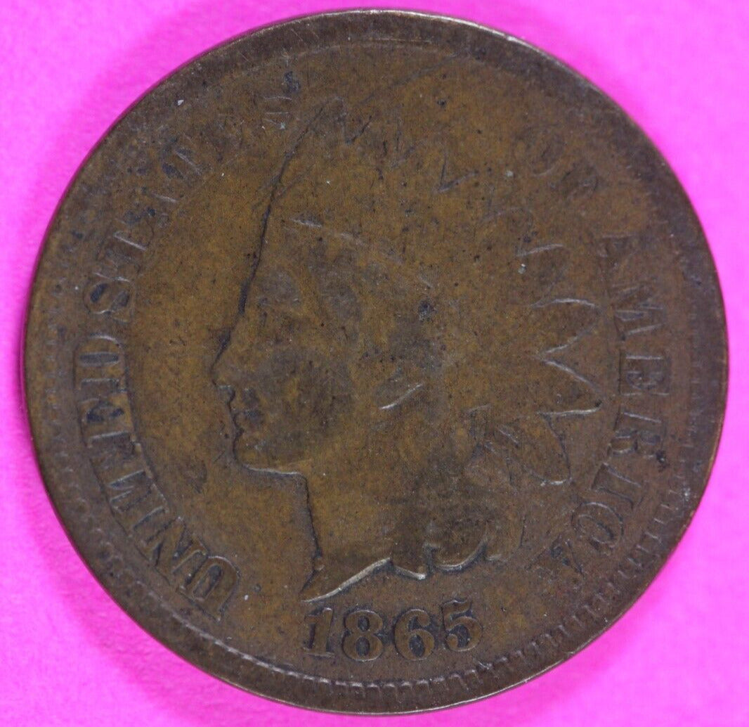 1865 Bronze Indian Head Cent Penny Rare Early Type Coin Exact Coin Pictured 242