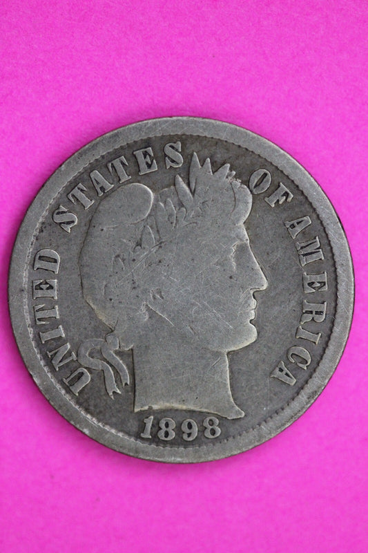 1898 S Barber Liberty Dime Silver Coin Guaranteed Authentic & Genuine 0715N