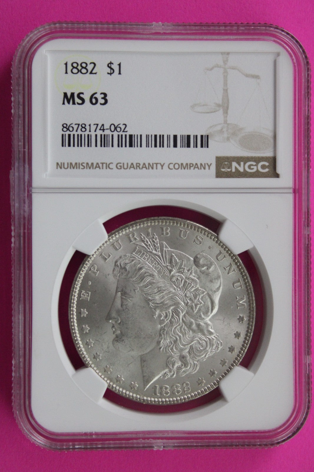 1882 P MS 63 Liberty Morgan Silver Dollar NGC Certified Graded Authentic 784