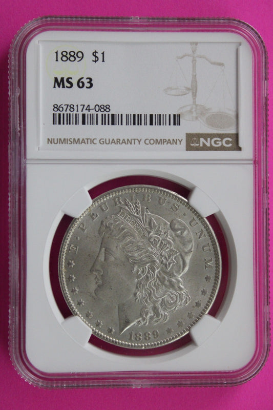 1889 P MS 63 Liberty Morgan Silver Dollar NGC Certified Graded Authentic 828