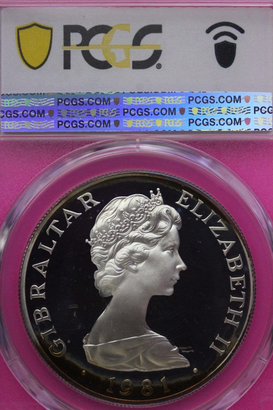 Toned 1981 PR 68 DCAM Crown Gibraltar Princess Diana Royal Wedding PCGS Slab 646