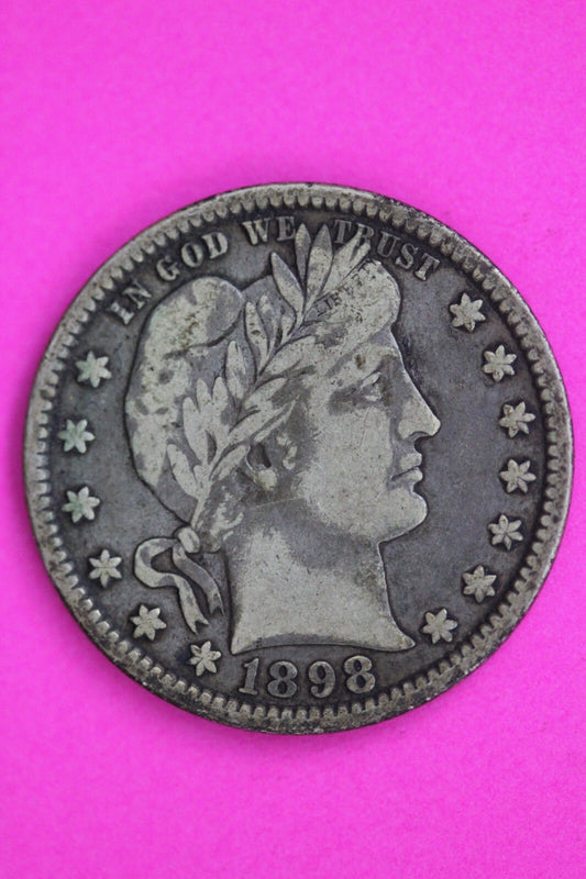 1898 O Barber Liberty Silver Quarter Guaranteed Authentic & Genuine Coin 0603N