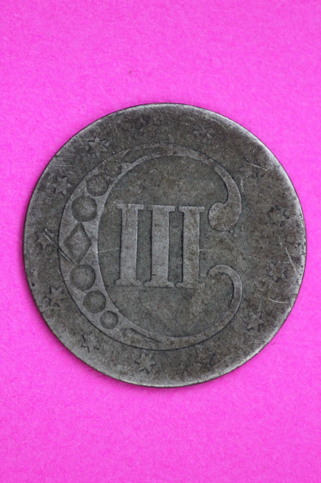 1853 Trime 3 Three Cent Silver Dime Guaranteed & Authentic Coin Semi Key 1212