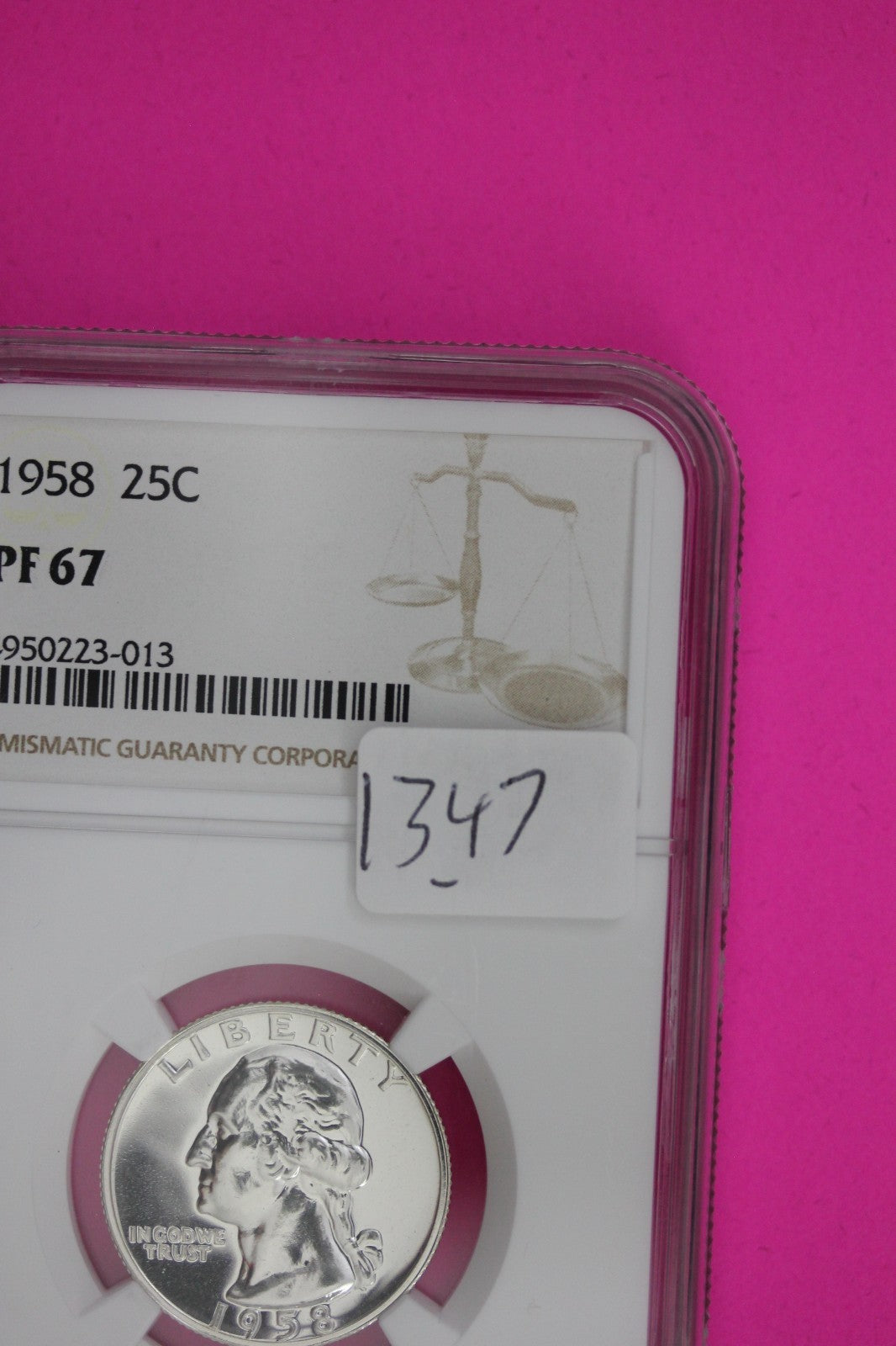 1958 PF 67 Proof Washington Silver Quarter NGC Certified Graded Authentic 1347