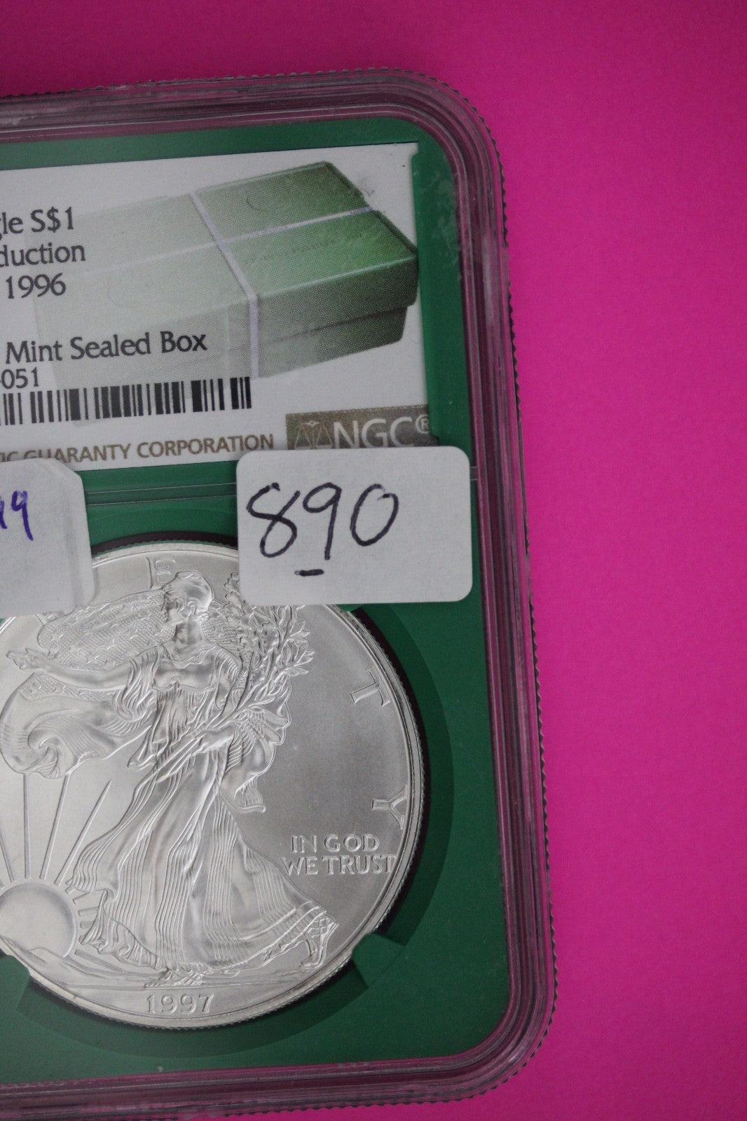 1997 Early Production Struck in 1996 MS 69 Silver Eagle Coin NGC Certified 890
