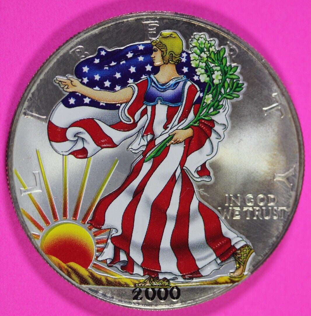Colorized 2000 American Silver Eagle 1 Ounce .999 Fine Exact Coin Shown 167