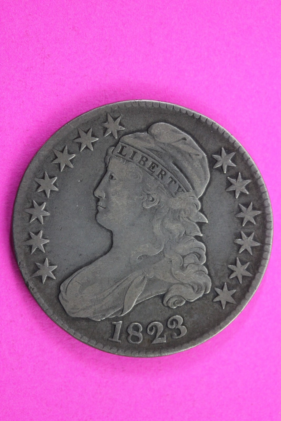 1823 Capped Bust Half Dollar Exact Coin In Pics Silver Rare Semi Key Date 02