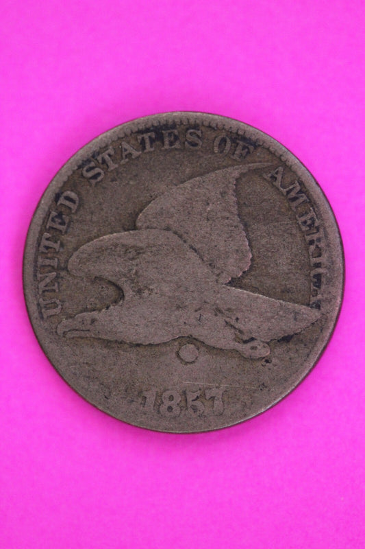 1857 Counter Stamped Cud Flying Eagle Cent Penny Exact Early Coin Pictured 70