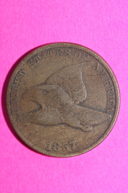 1857 Flying Eagle Cent Penny Exact Scarce Early Type Coin as Pictured 48