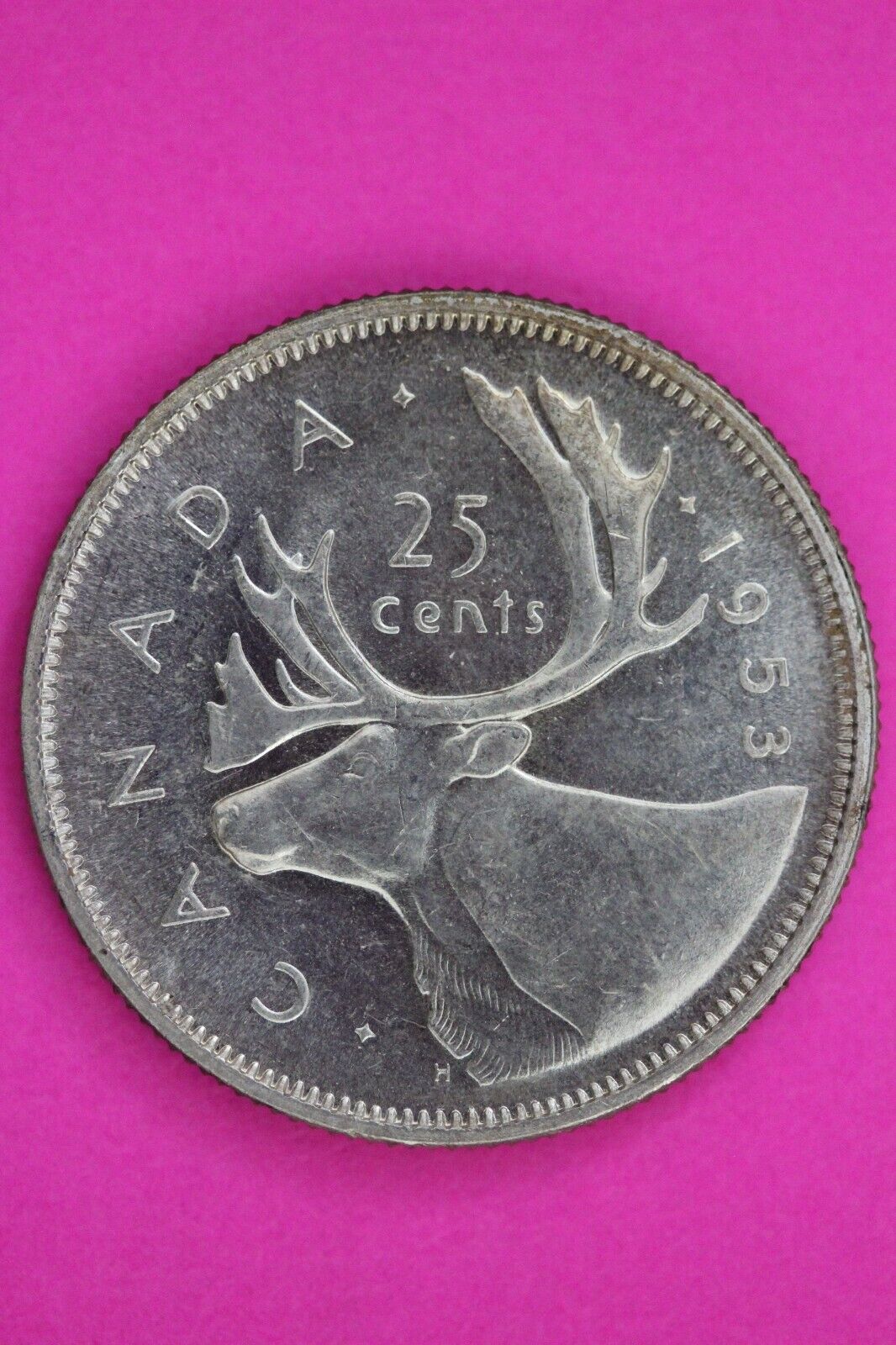 High Grade 1953 Canada Silver Quarter Semi Key Date Coin .800 Fine Silver 140