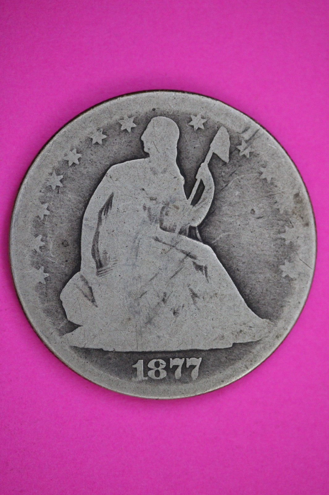 1877 P Seated Liberty Half Dollar Silver Exact Coin Shown Low Grade Filler 2794