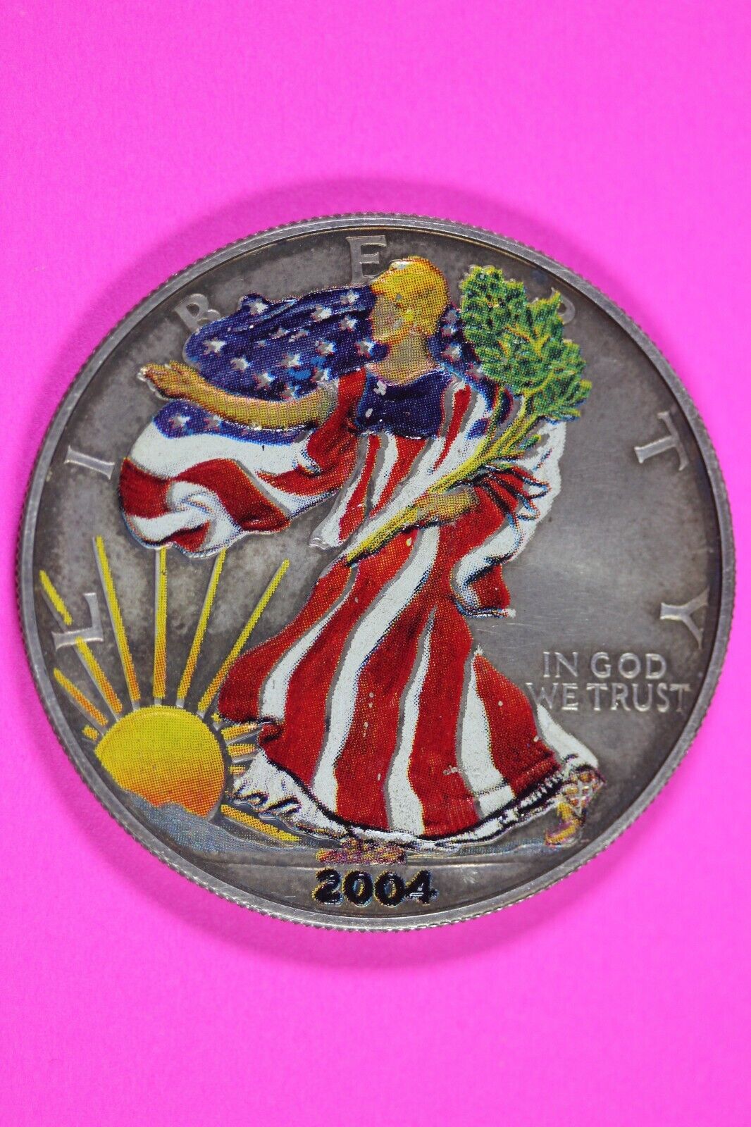 Colorized 2004 American Silver Eagle 1 Ounce .999 Fine Exact Coin Shown 148