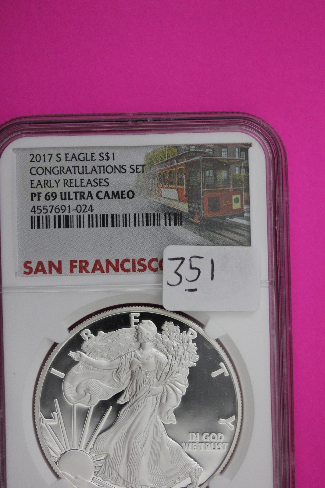 2017 S PF 69 Silver American Eagle From Congratulations Set Early Releas NGC 351