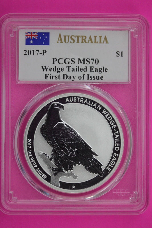 2017 P MS 70 Australia Wedge Tailed Eagle John Mercanti Signature $1 PCGS 584