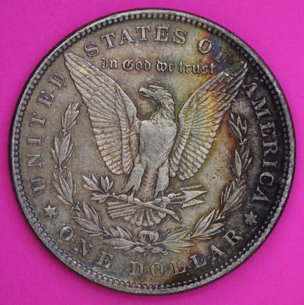 Rainbow Toned 1879 P Morgan Liberty Silver Dollar Coin Philadelphia Mint 358