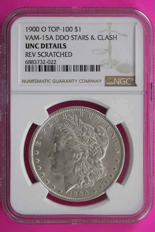 1900 O Unc Details Liberty Morgan Silver Dollar VAM 15A DDO Scratched NGC 697