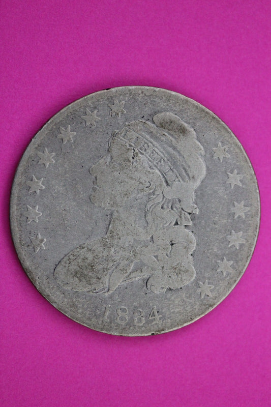 1834 Cap Bust Liberty Half Dollar O-119 R4 Silver Semi Key Date Authentic 0261N