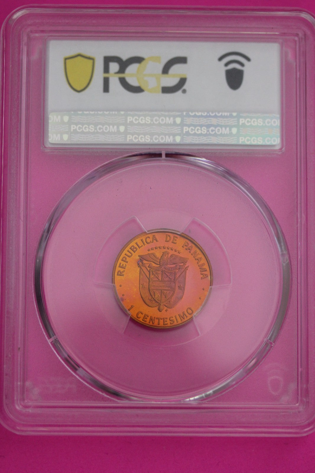 Rainbow Toned 1980 FM PR 68 RB Panama KM 33.2 Edge Bolivar 1 Centesimo PCGS 1207