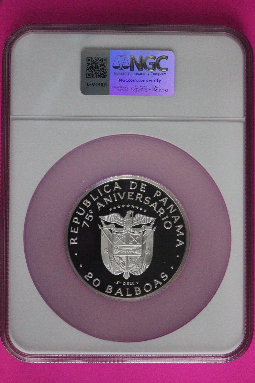 1978 Panama Silver 20 Balboas PF 68 Ultra Cameo NGC Certified Graded Slab 7034