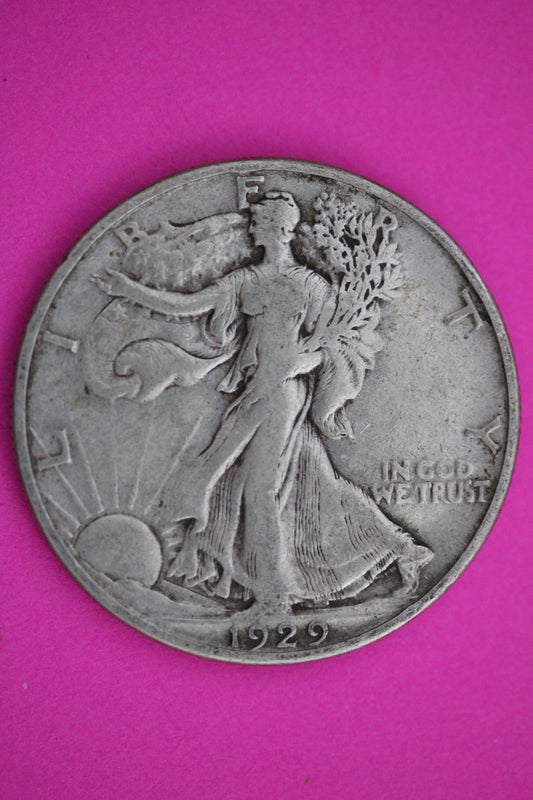 1929 D Walking Liberty Walker Half Dollar Coin Guaranteed Authentic Genuine 2429