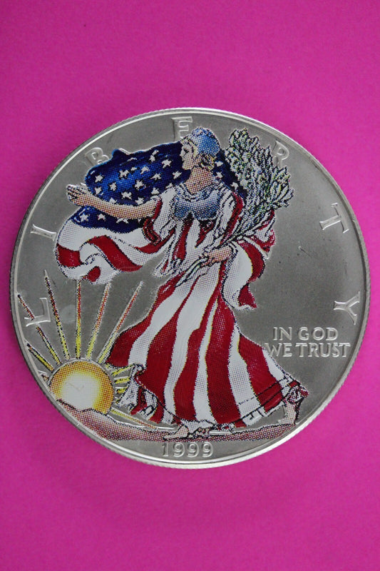 Colorized 1999 American Silver Eagle 1 Ounce .999 Fine Exact Coin Shown N0492