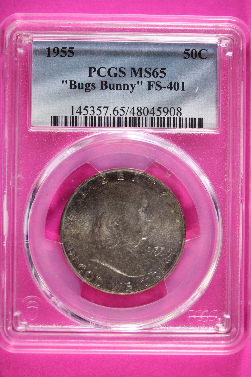 Bugs Bunny 1955 P MS 65 Ben Franklin Half Dollar Silver Coin FS-401 PCGS 349