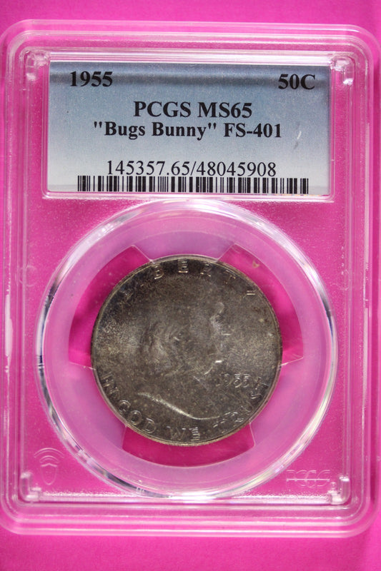 Bugs Bunny 1955 P MS 65 Ben Franklin Half Dollar Silver Coin FS-401 PCGS 349