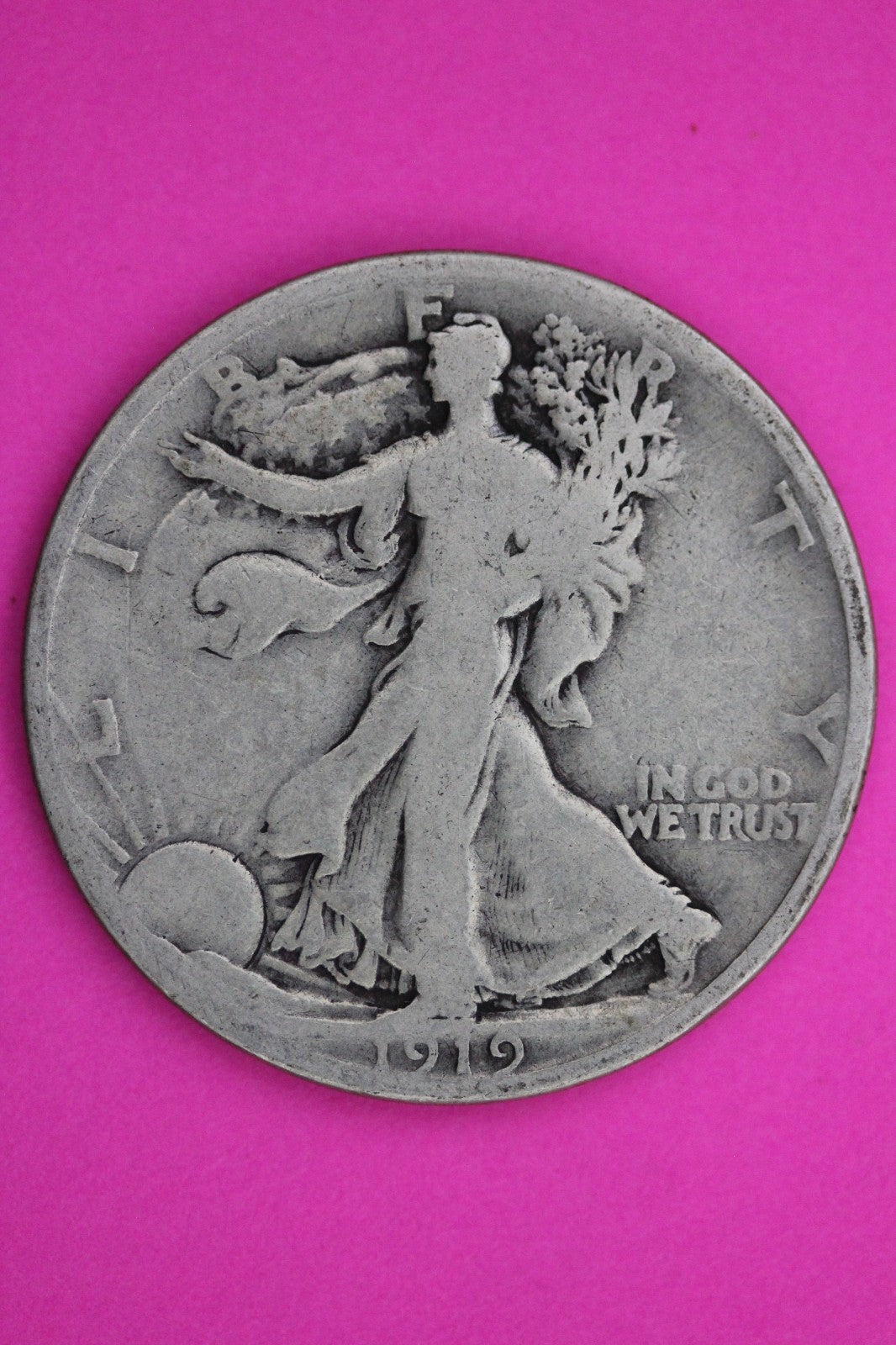 1919 P Walking Liberty Silver Half Dollar Guaranteed Authentic Genuine Coin 2358