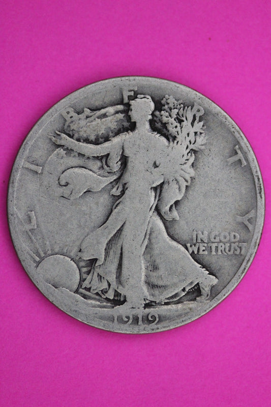1919 P Walking Liberty Silver Half Dollar Guaranteed Authentic Genuine Coin 2358