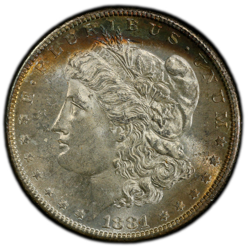 Toned 1881 S MS 64 Morgan Silver Dollar PCGS Graded Certified Authentic Slab 255