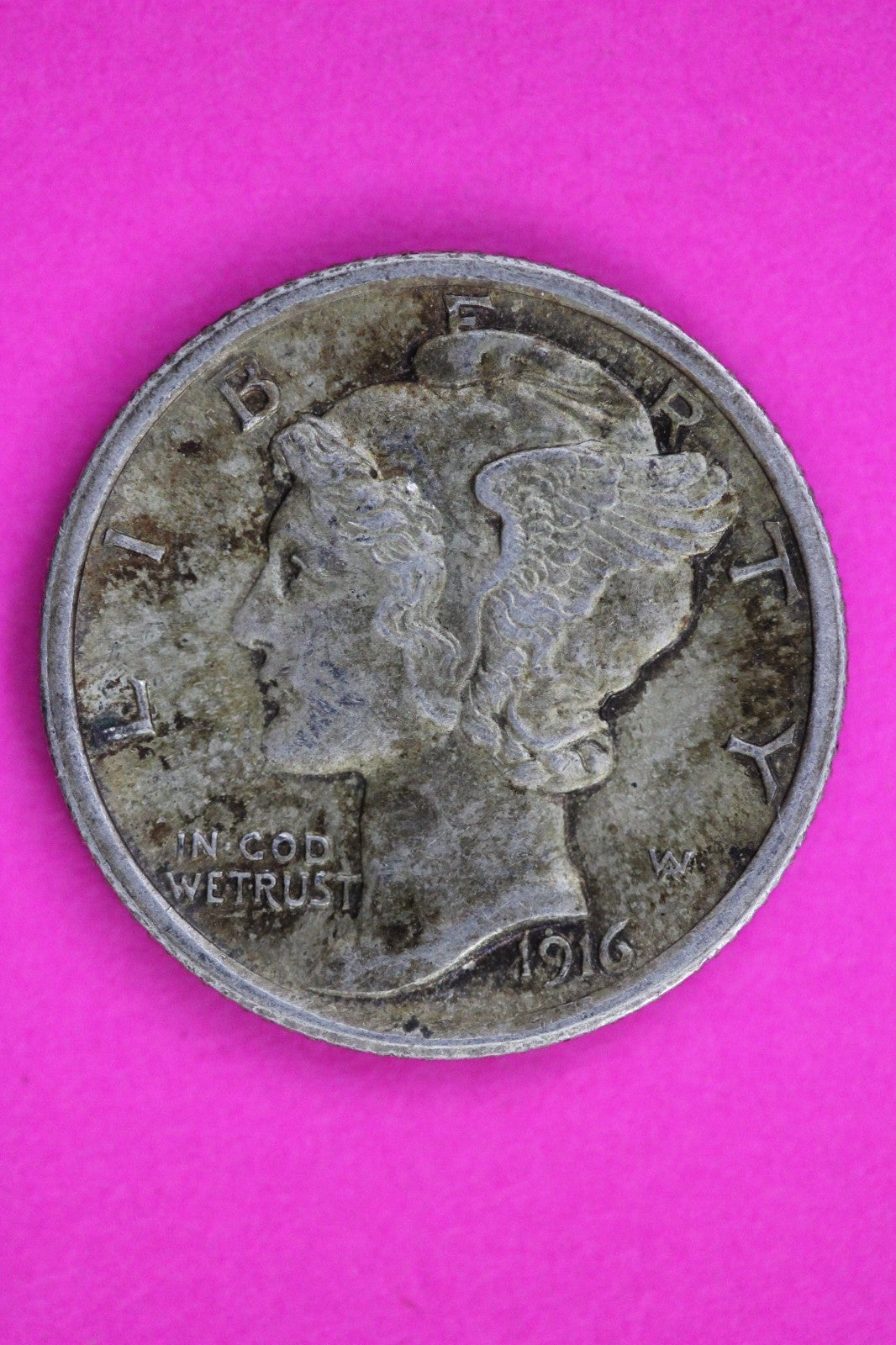 Toned High Grade 1916 P Mercury Dime Guaranteed Authentic & Genuine Coin 1818