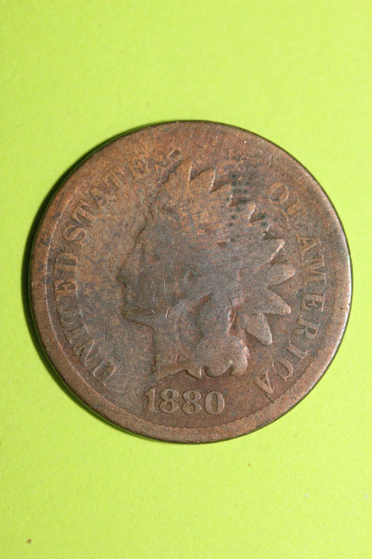 1880 Indian Head Cent Penny Low Grade Cull Exact Coin Shown Fast Shipping OCE 88