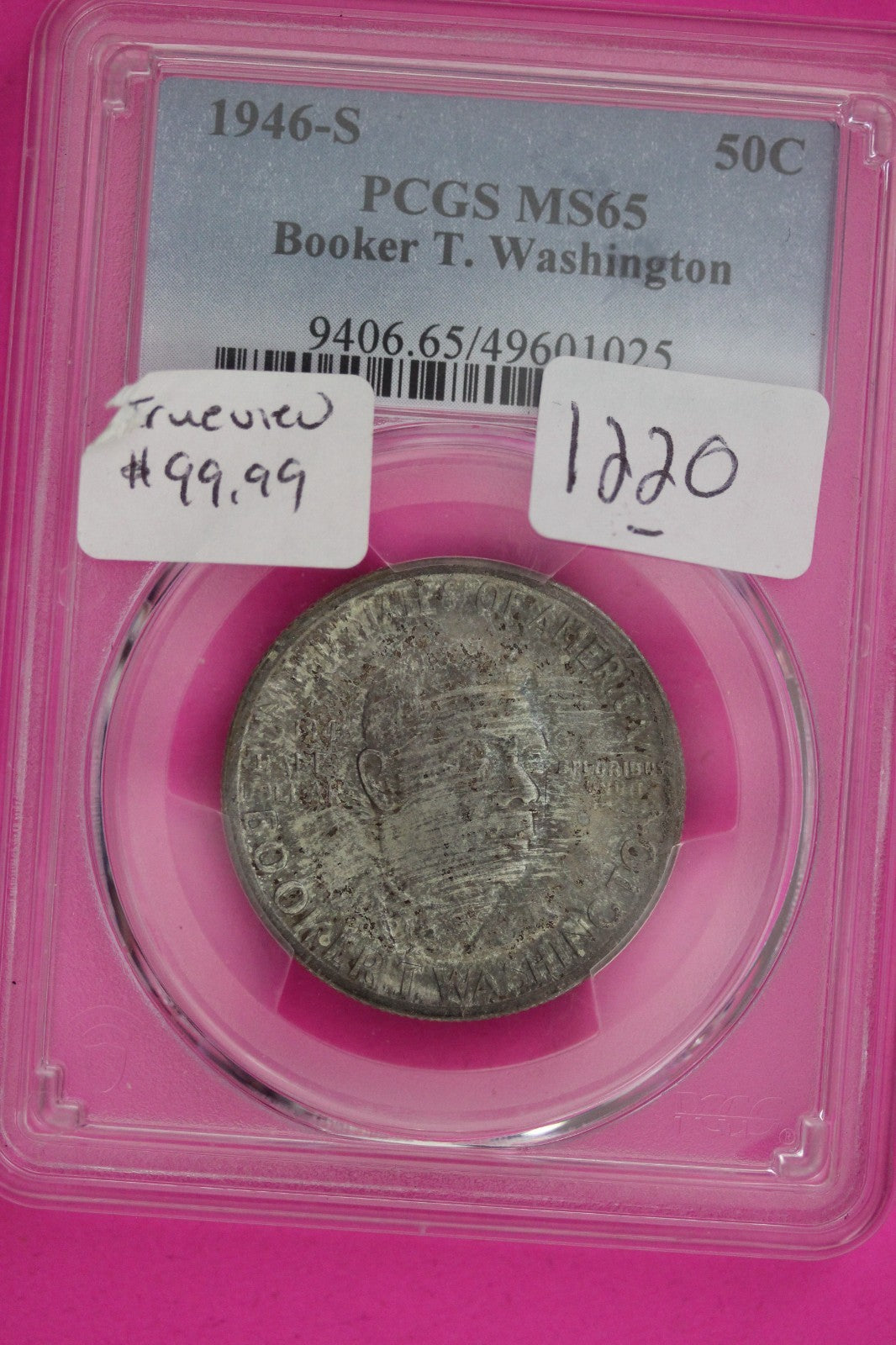 Toned 1946 S MS 65 Booker Washington Commemorative Silver Half Dollar PCGS 1220