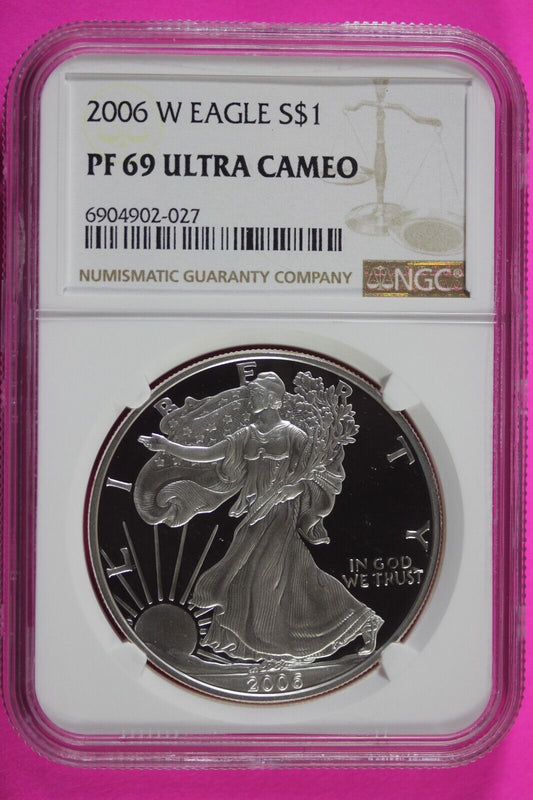 2006 W PF 69 Silver American Eagle Deep Cameo Authentic Proof Coin NGC Slab 998