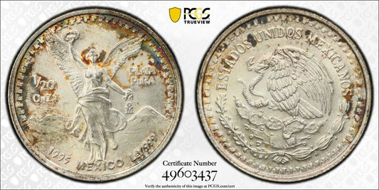 Pop 1 Only 2 Higher 1986 MS 68 Mexico 1/20 OZ Libertad Silver PCGS Certified 725