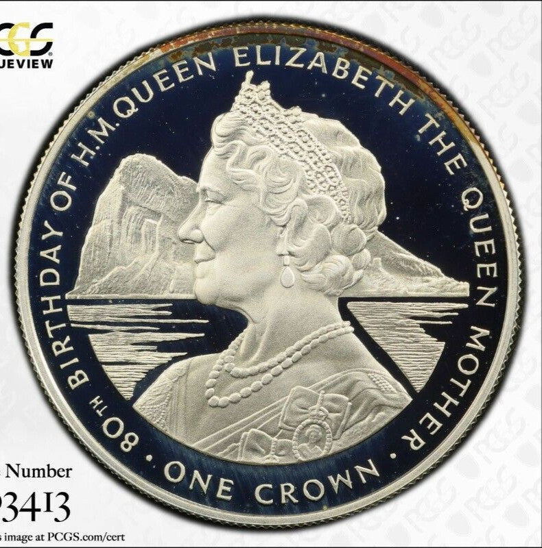 Toned 1980 PR 68 DCAM Crown Gibraltar  PCGS Queen Elizabeth 80th Birthday 530