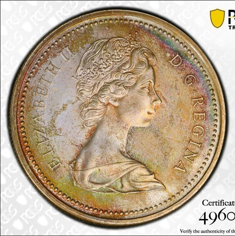Golden Toned 1973 SP 65 Canada RC Mounted Police Silver Dollar PCGS Graded 743