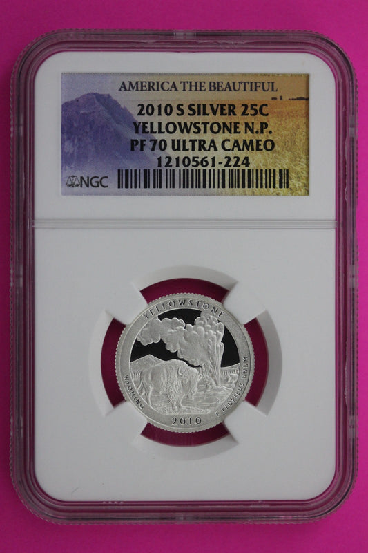 2010 S PF 70 Silver Quarter Yellowstone Park ATB NGC Graded Certified Slab 503