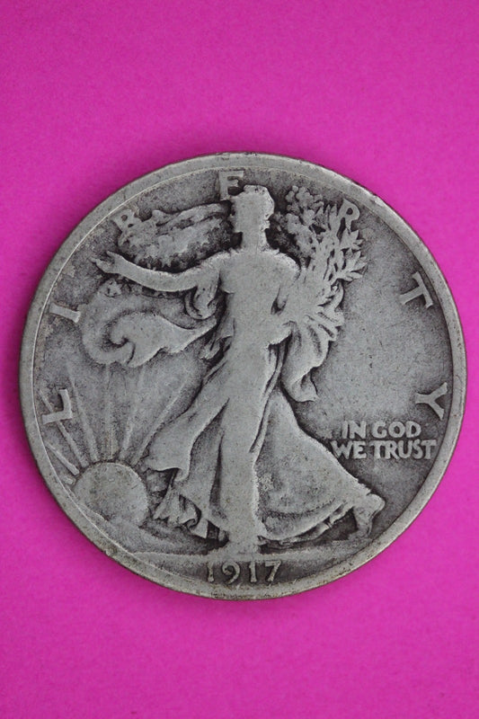 1917 D Reverse Walking Liberty Silver Half Dollar Guaranteed Authentic Coin 1617