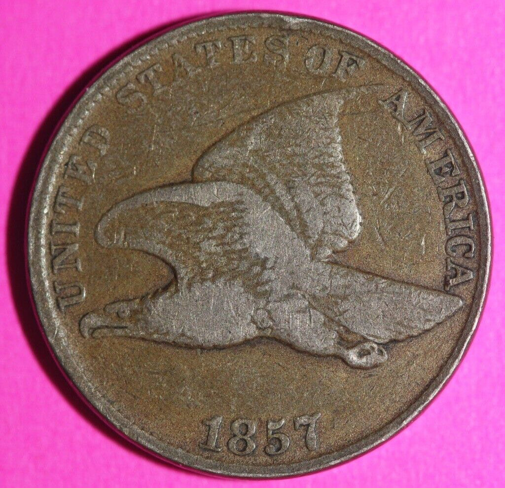 1857 Flying Eagle Cent Penny Exact Scarce Early Type Coin as Pictured 06