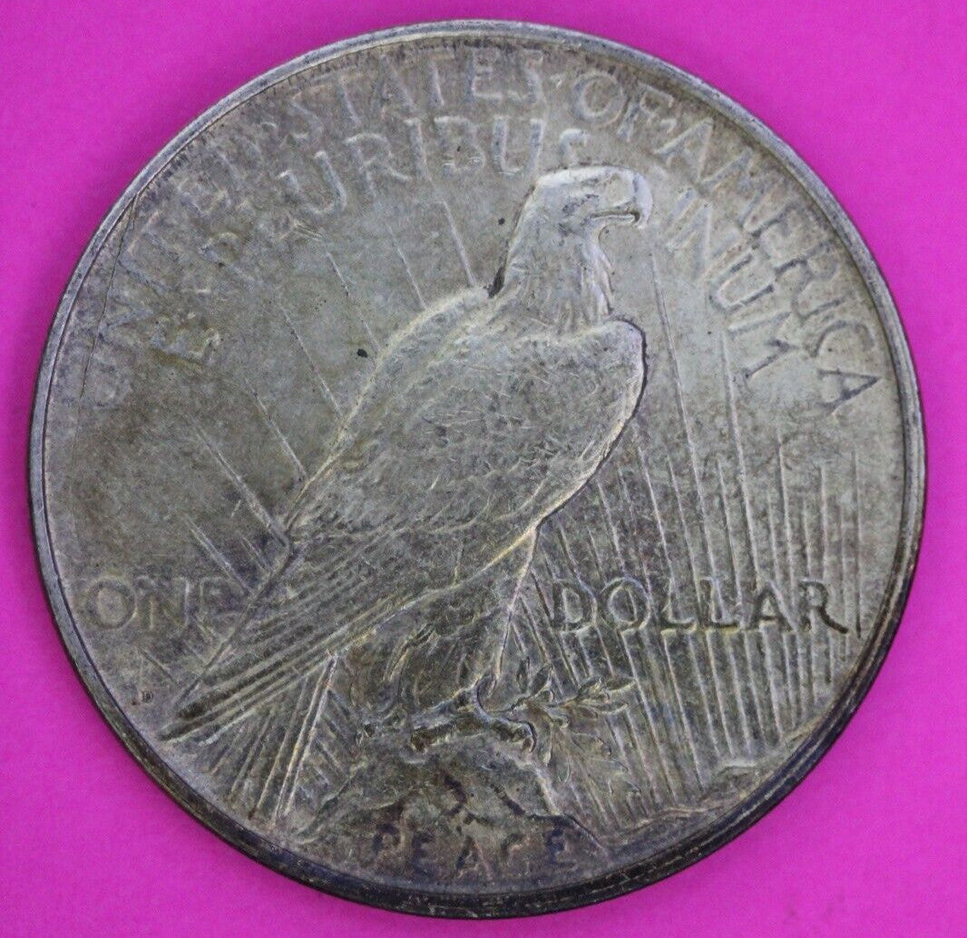 Rim Cuds Die  Breaks 1923 D Liberty Peace Silver Dollar Denver Coin 227