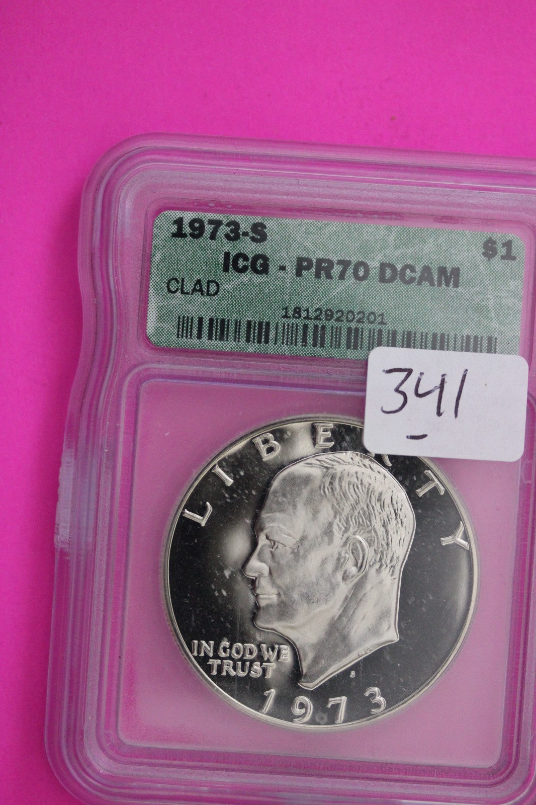 1973 S PR 70 Deep Cameo Clad Ike Eisenhower Dollar ICG Certified Graded 341