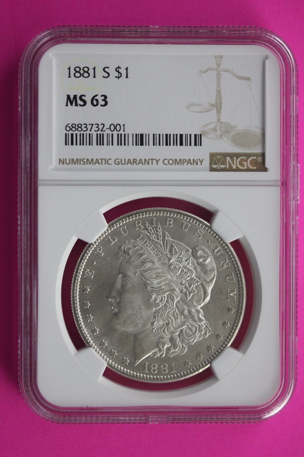1881 S MS 63 Liberty Morgan Silver Dollar NGC Certified Slab Free Shipping 672