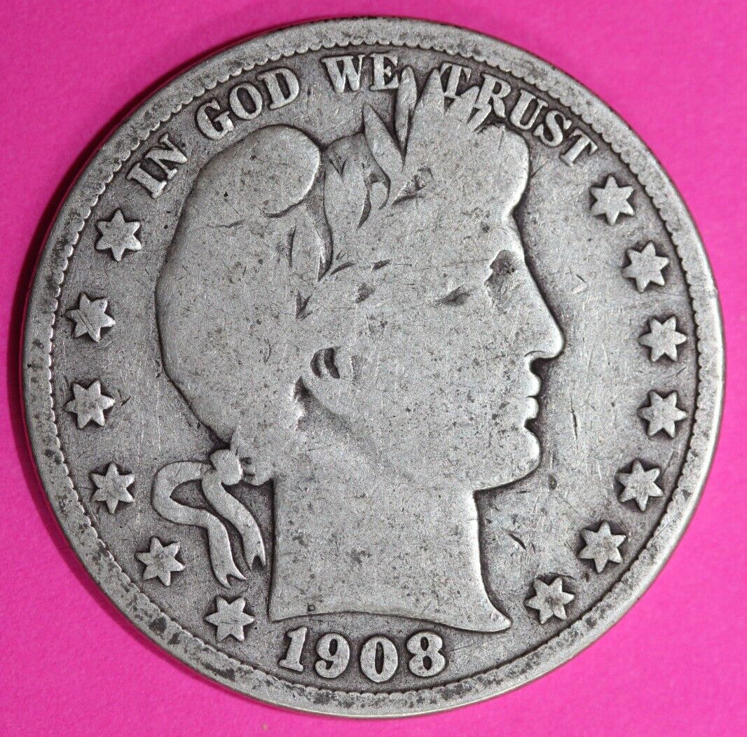 1908 S Barber Liberty Half Dollar Silver Semi Key Date San Francisco Mint 65