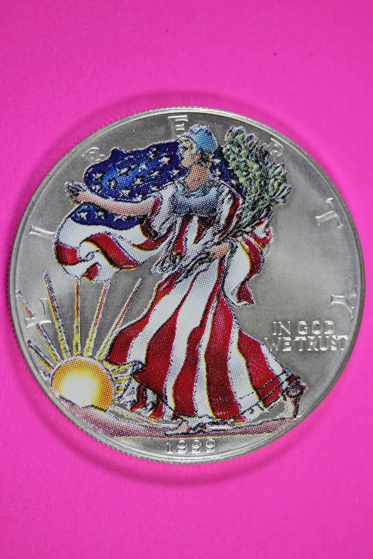 Colorized 1999 American Silver Eagle 1 Ounce .999 Fine Exact Coin Shown 175