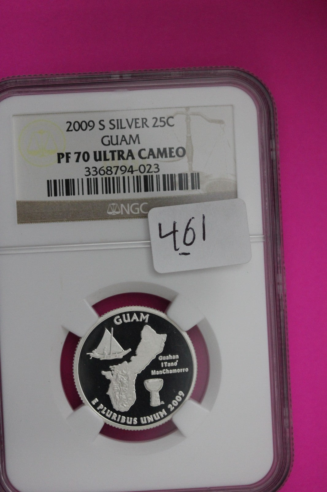 2009 S PF 70 Guam Silver State Quarter NGC Certified Authentic Slab 461